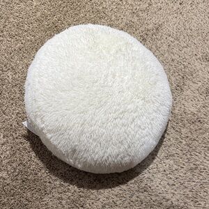 Fluffy White Round Pillow